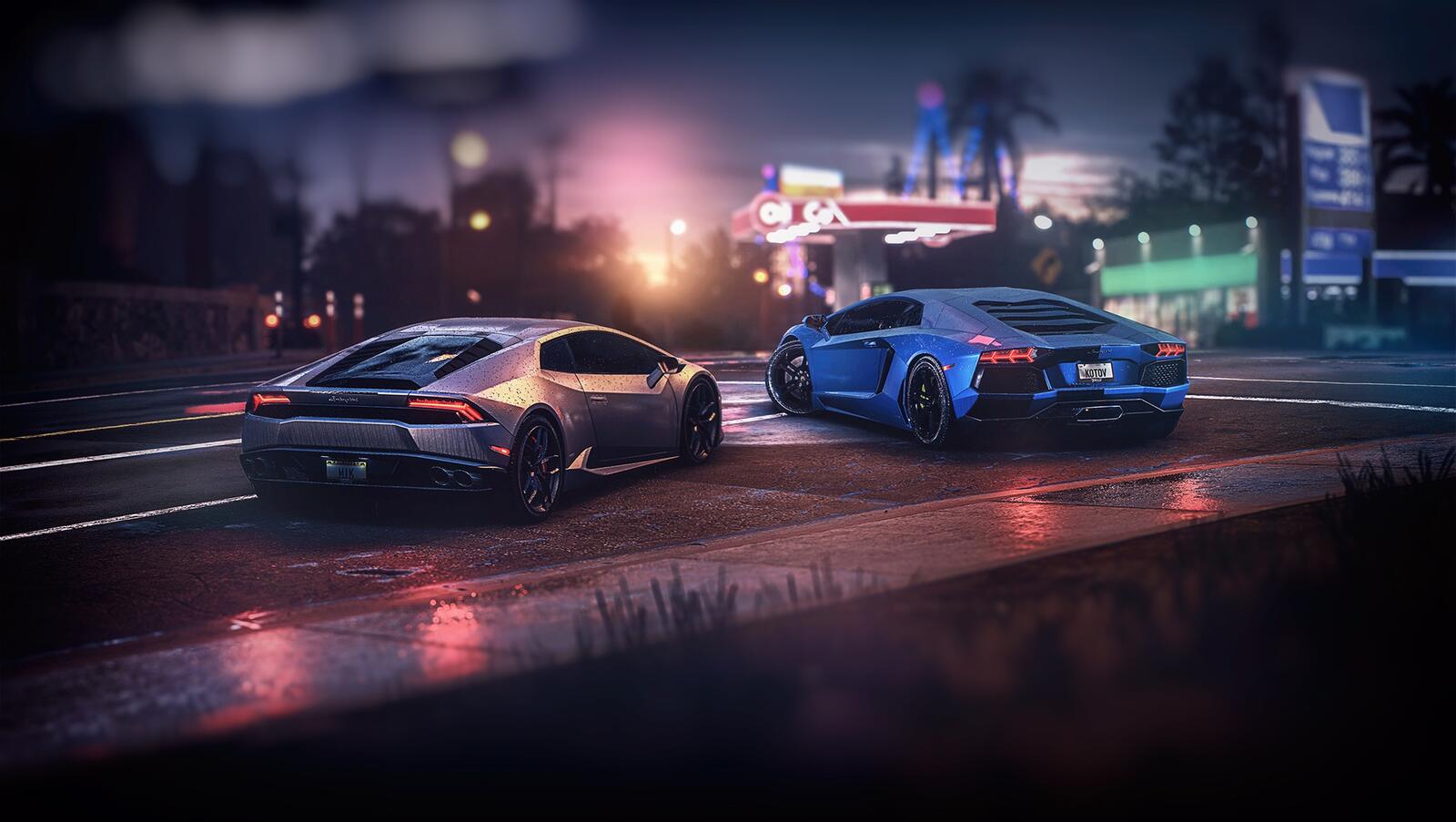 Бесплатное фото Lamborghini Huracan в игре гта