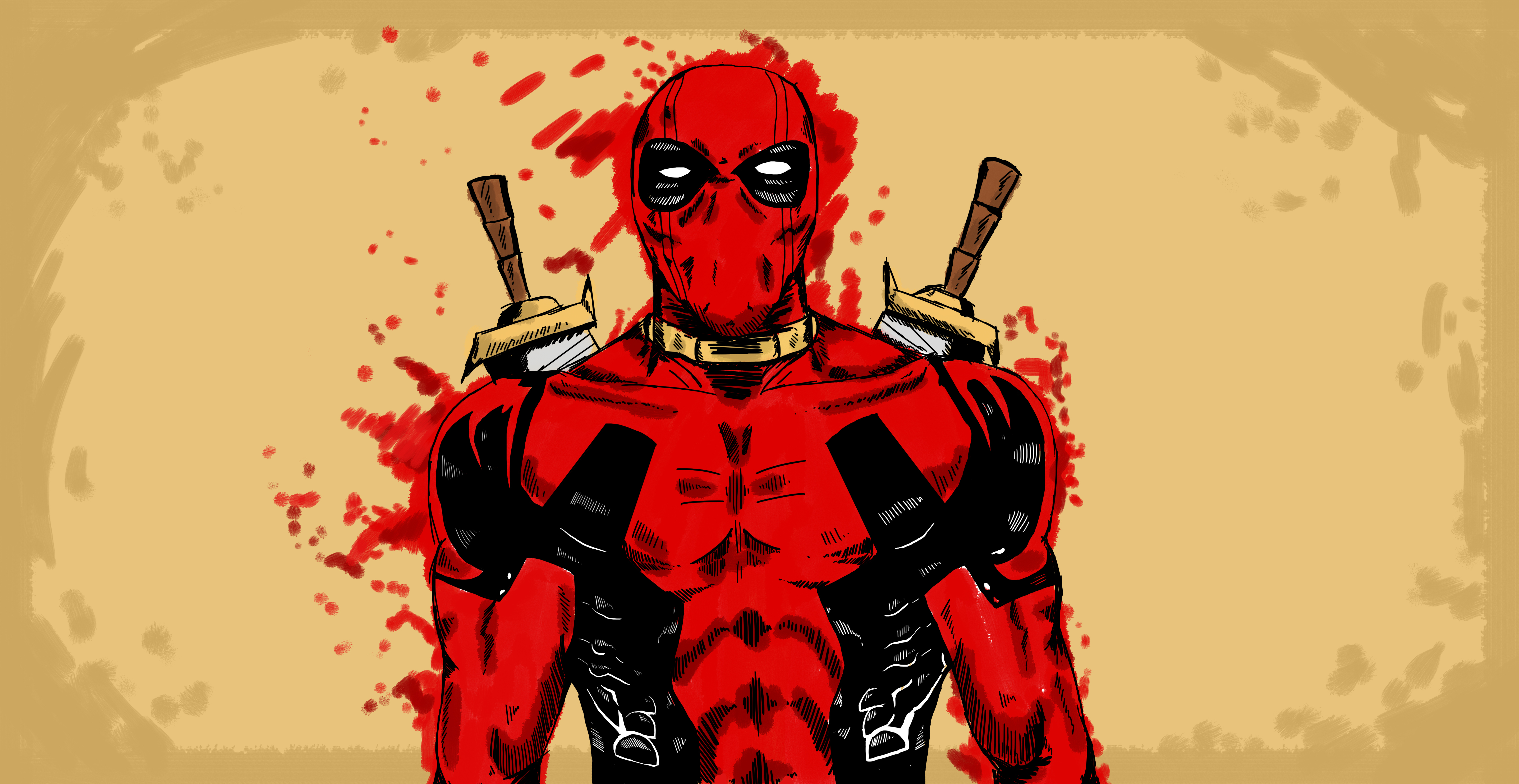 Free photo A drawing of Deadpool