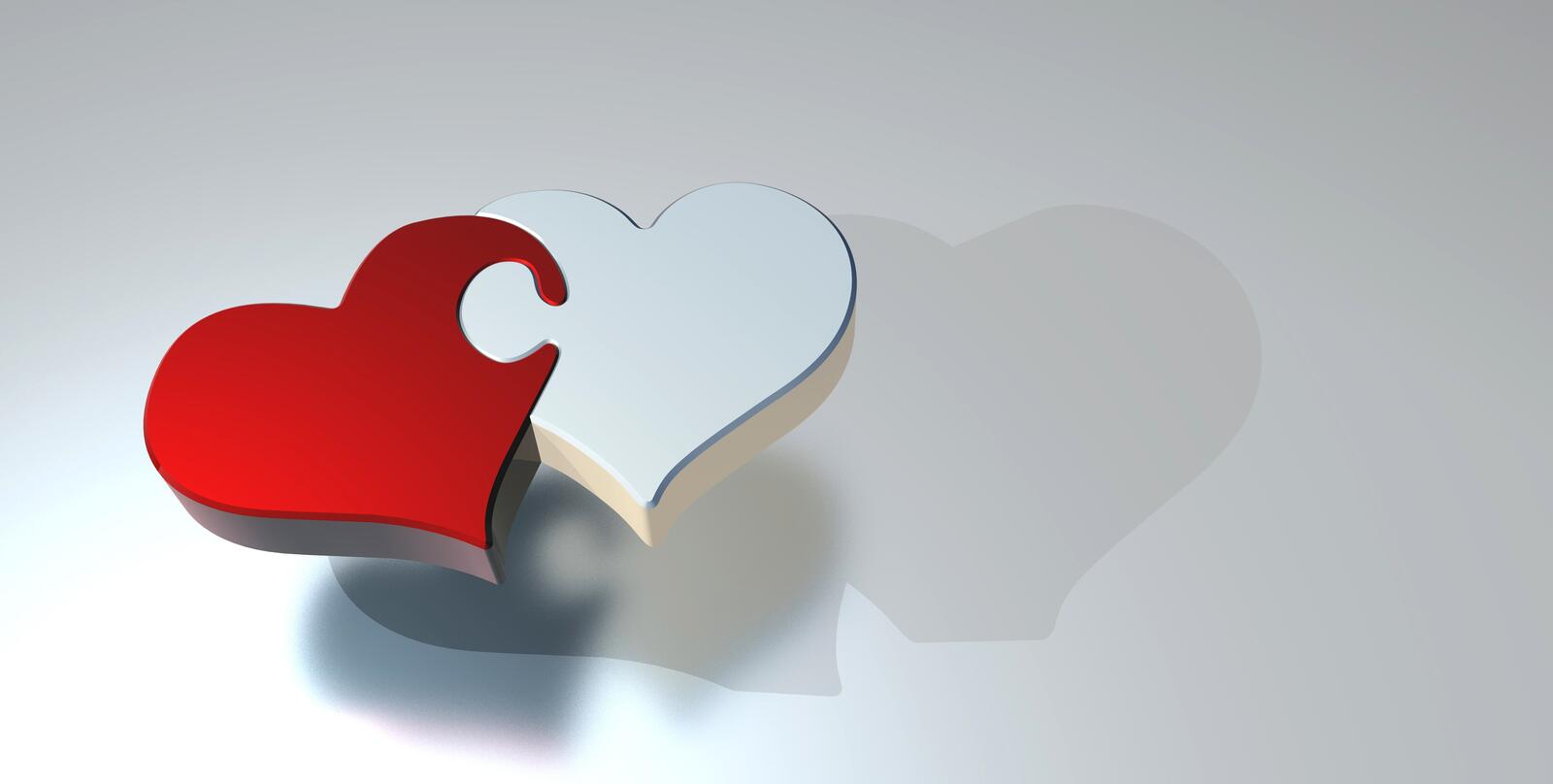 Free photo Two heart-shaped puzzles