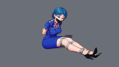 Bound in a blue uniform