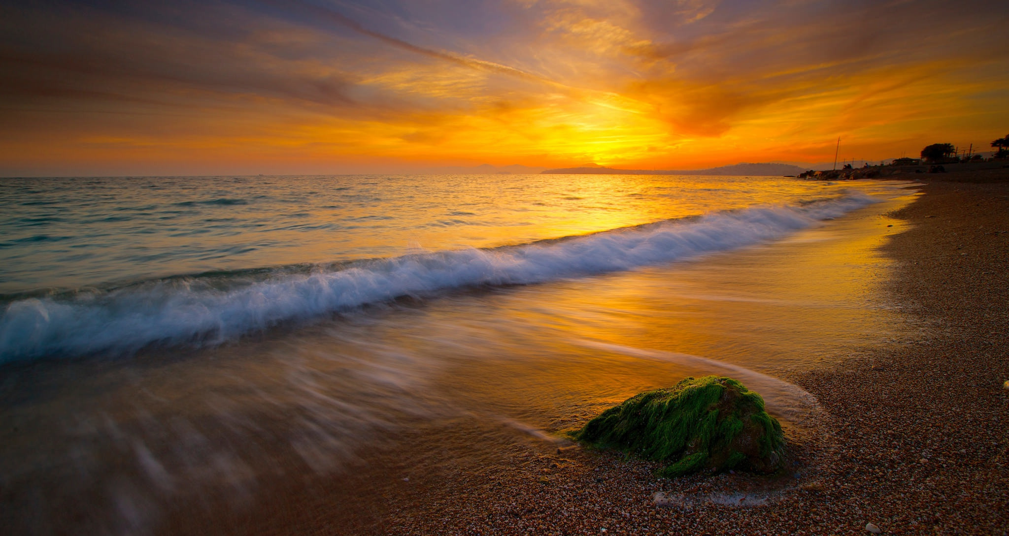 免费照片海边的温柔夕阳