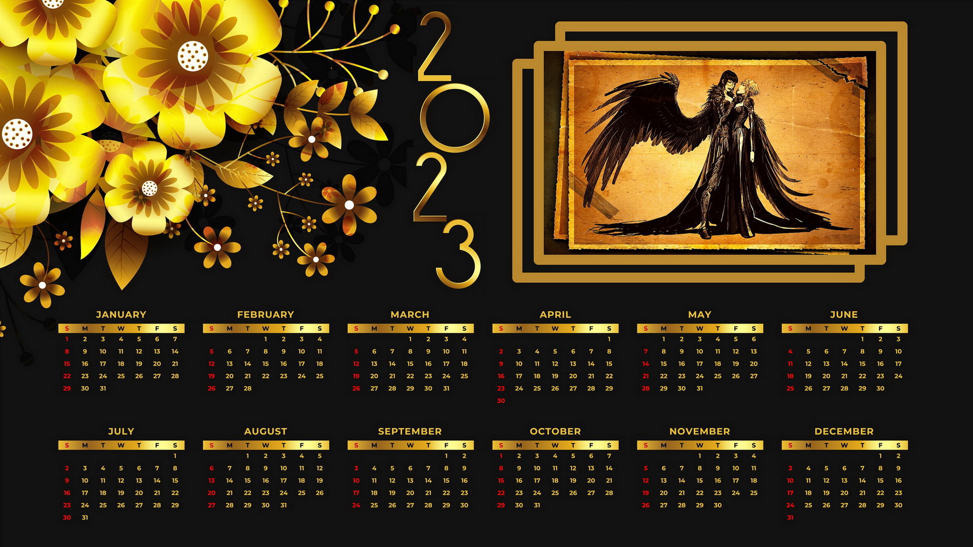 Wallpapers calendar 2023 demon on the desktop