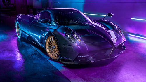 Pagani Huayra Roadster in purple lighting