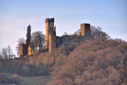 Ruins of Kasselburg medieval castle in the municipality of Pelm
