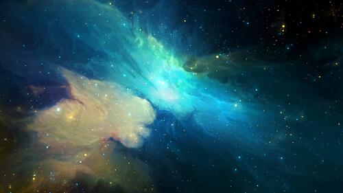A colorful nebula with stars somewhere in the galaxy.