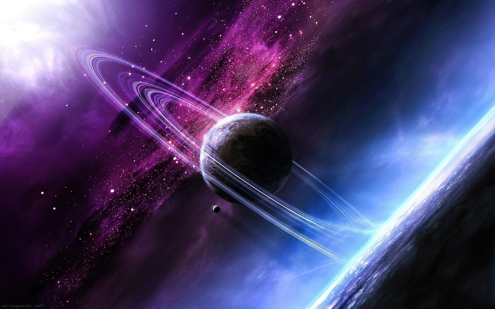 Бесплатное фото Сатурн в фантастическом космосе