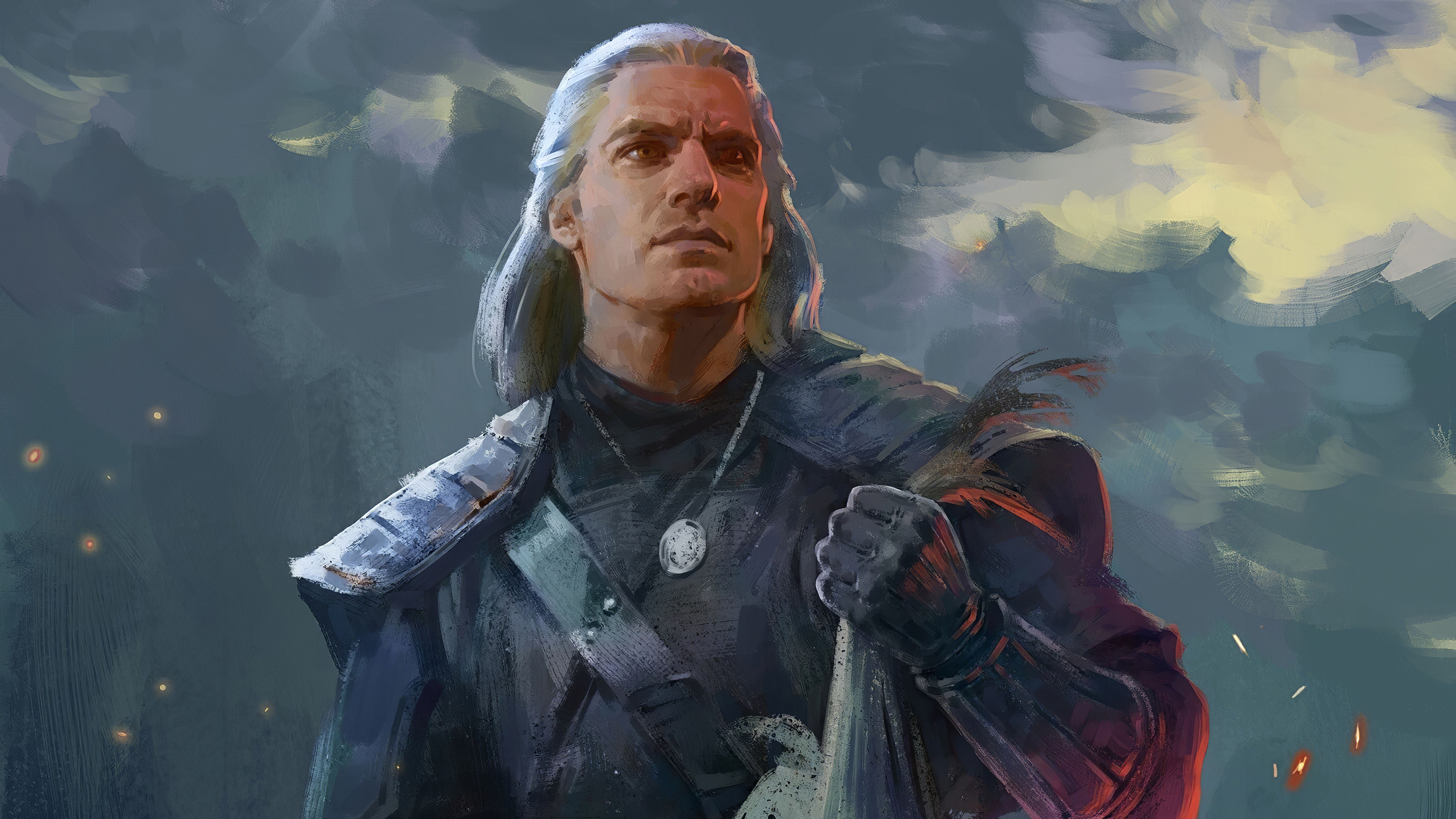 Free photo Drawing of a character from the game Witcher