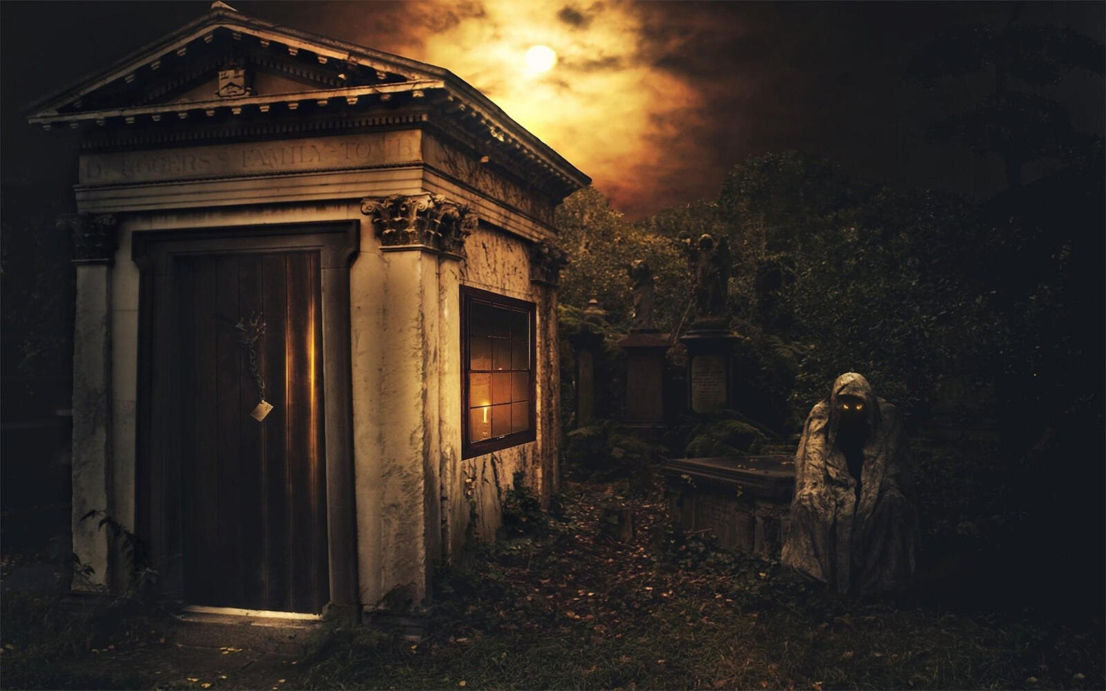 Wallpapers night crypt cemetery on the desktop