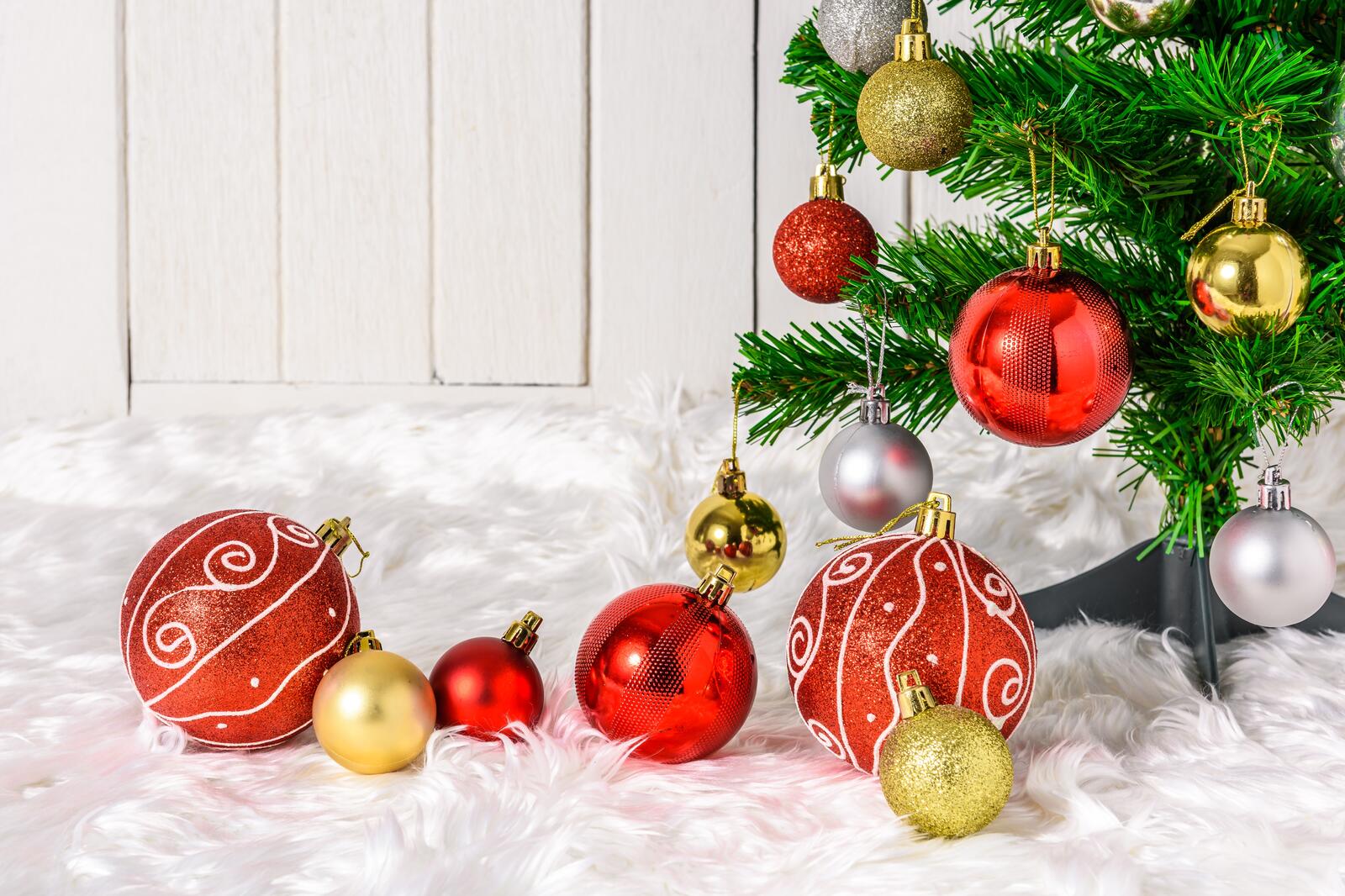 Free photo New Year`s tree with Christmas decorations