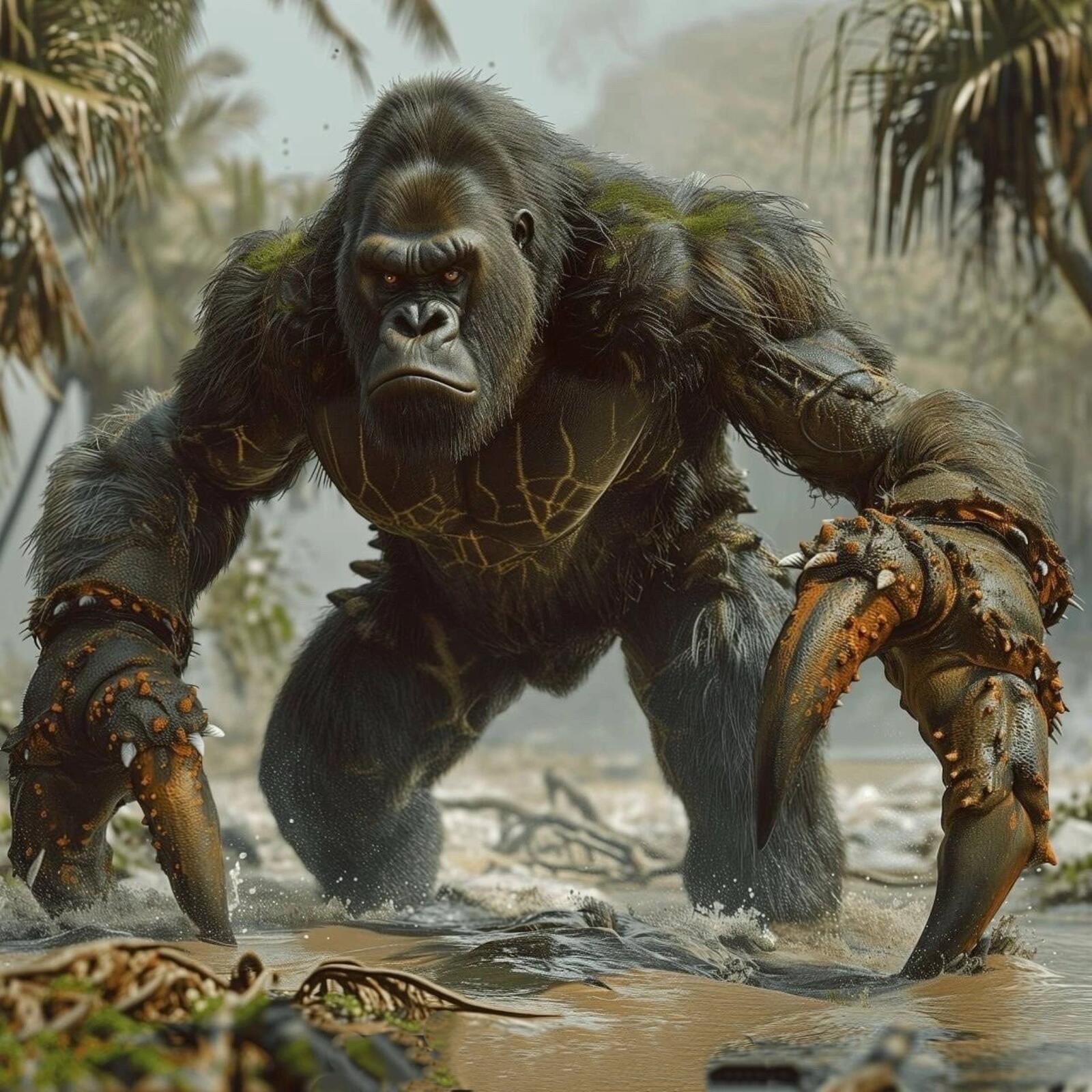 Free photo Gorilla with claws