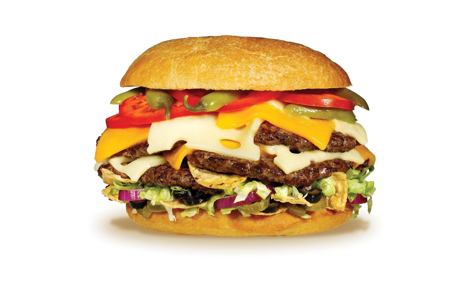 Free photo Delicious hamburger close-up on white background