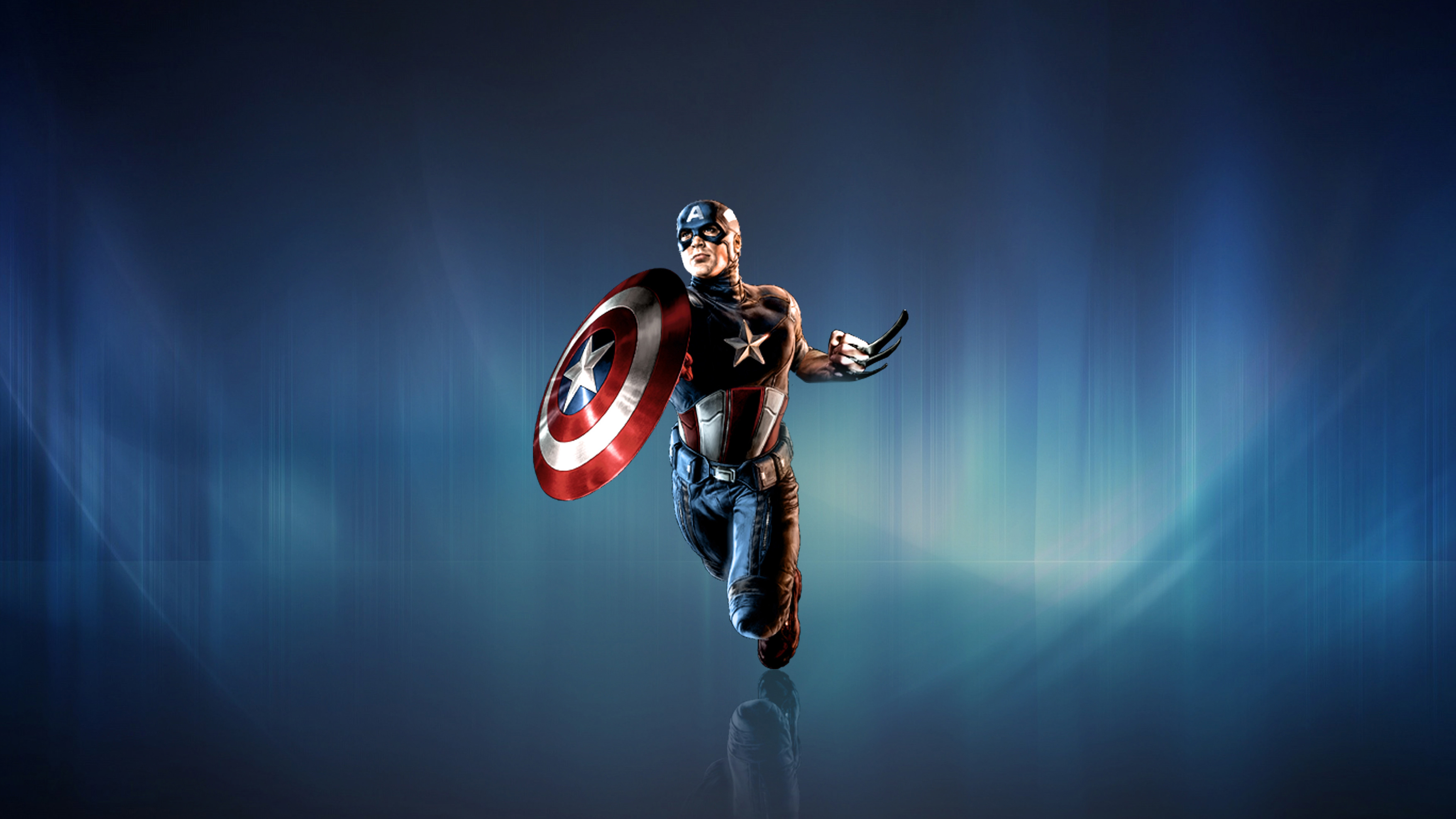 Free photo Captain America on blue background