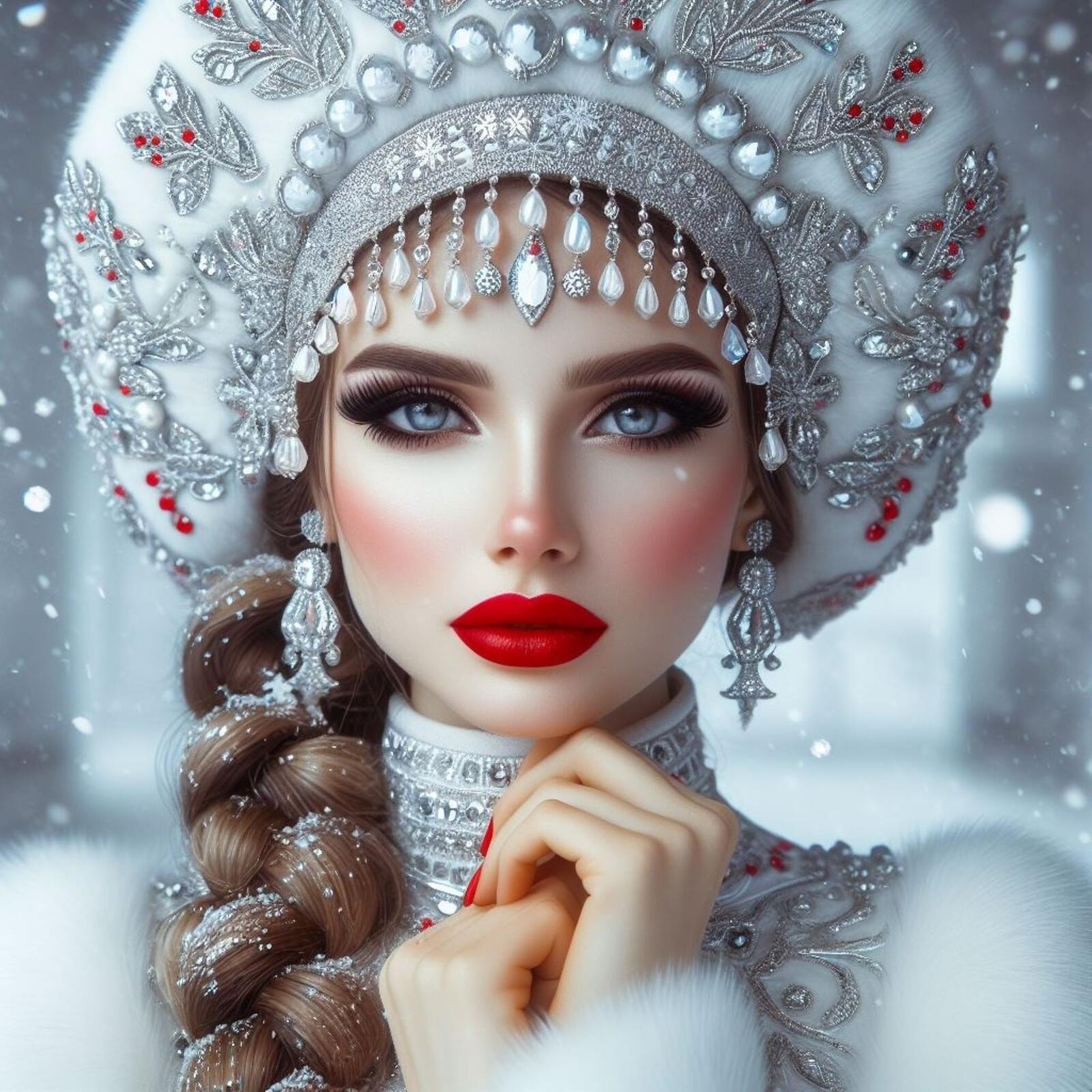 Free photo The look of the snow maiden