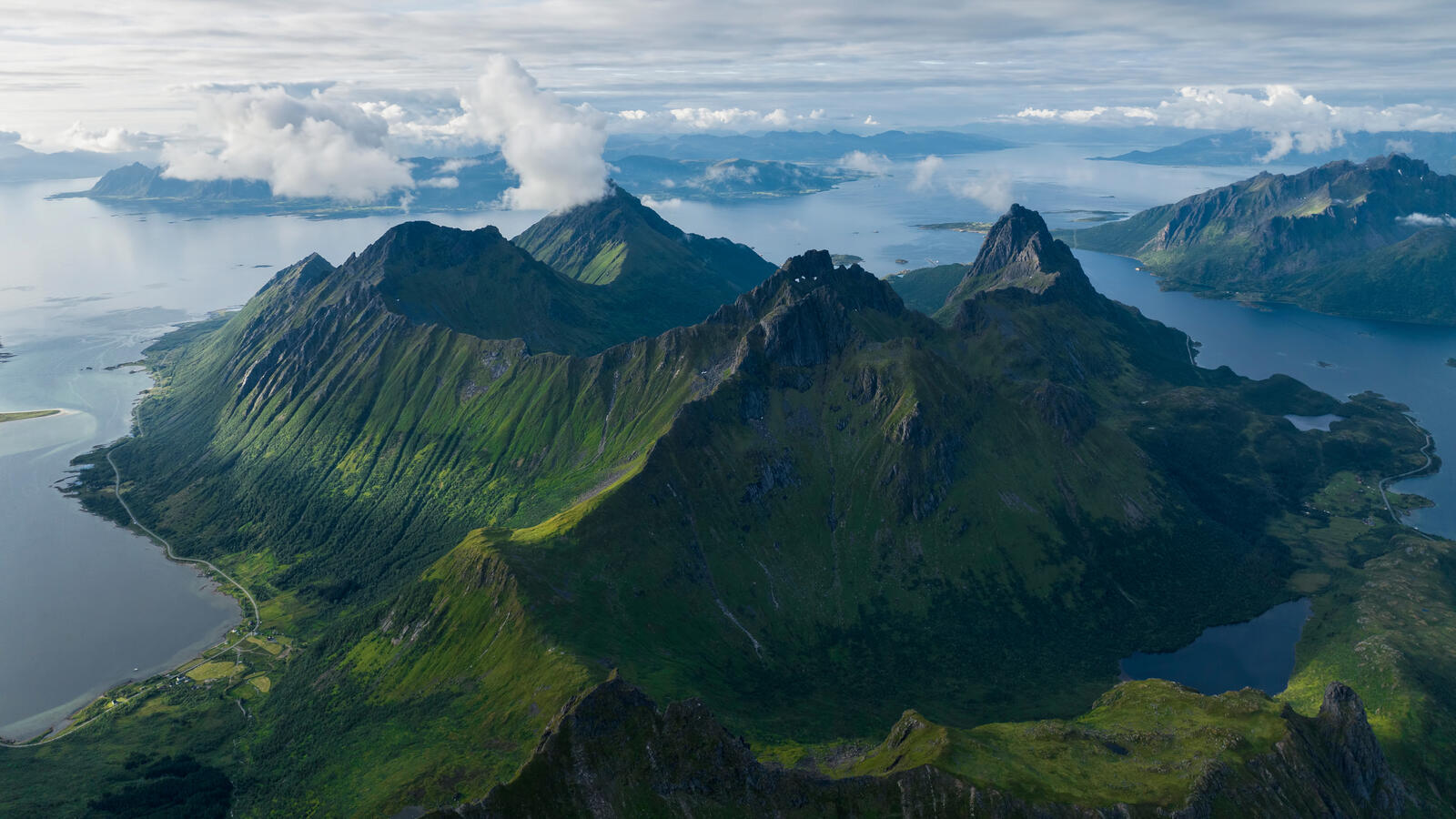 Free photo Lofoten Islands view from an airplane