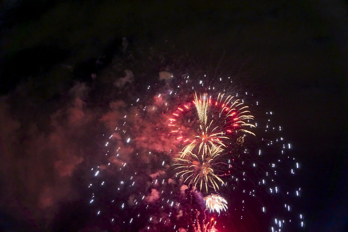 Beautiful red fireworks