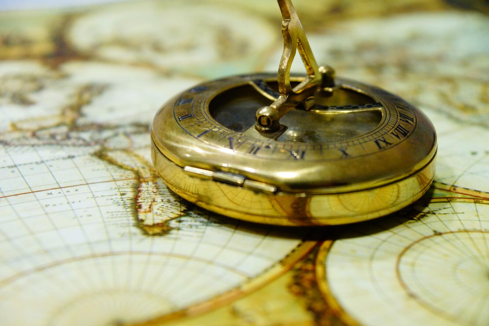 Free photo The golden sea compass