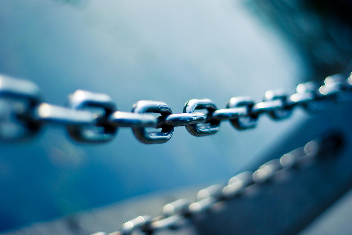 Polished chain in close-up