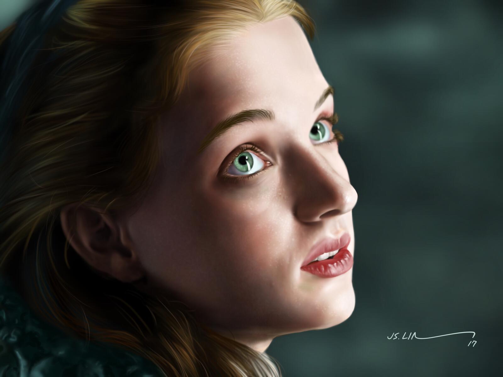 Free photo Portrait of Sophie Turner`s Face
