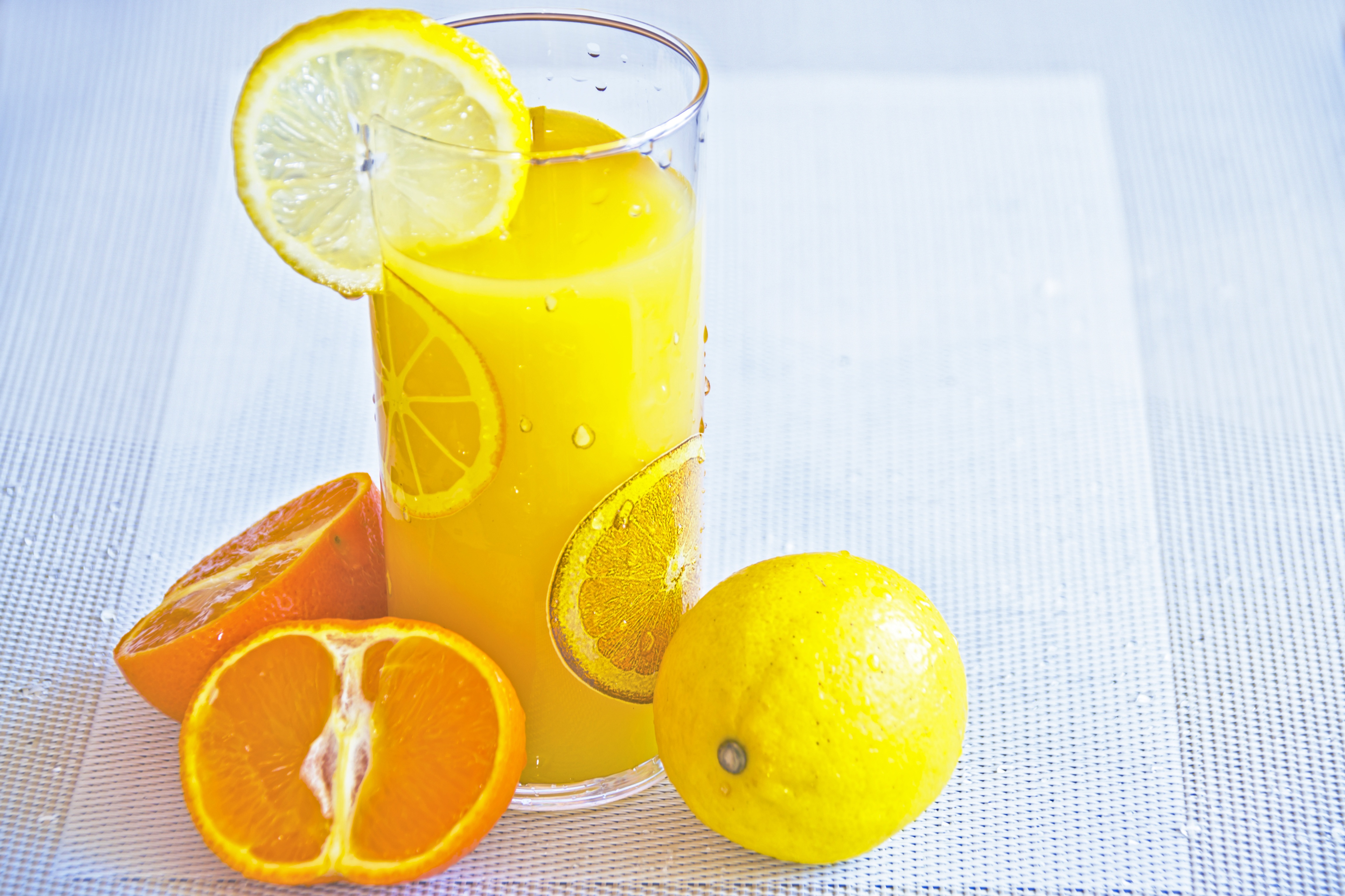 A freshly squeezed glass of orange juice