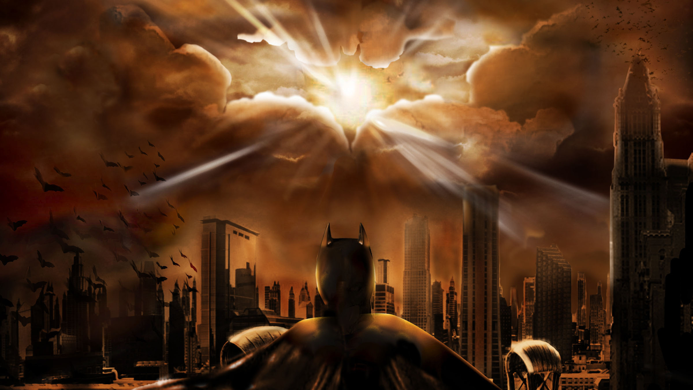 Бесплатное фото Бэтмен смотрит на небо
