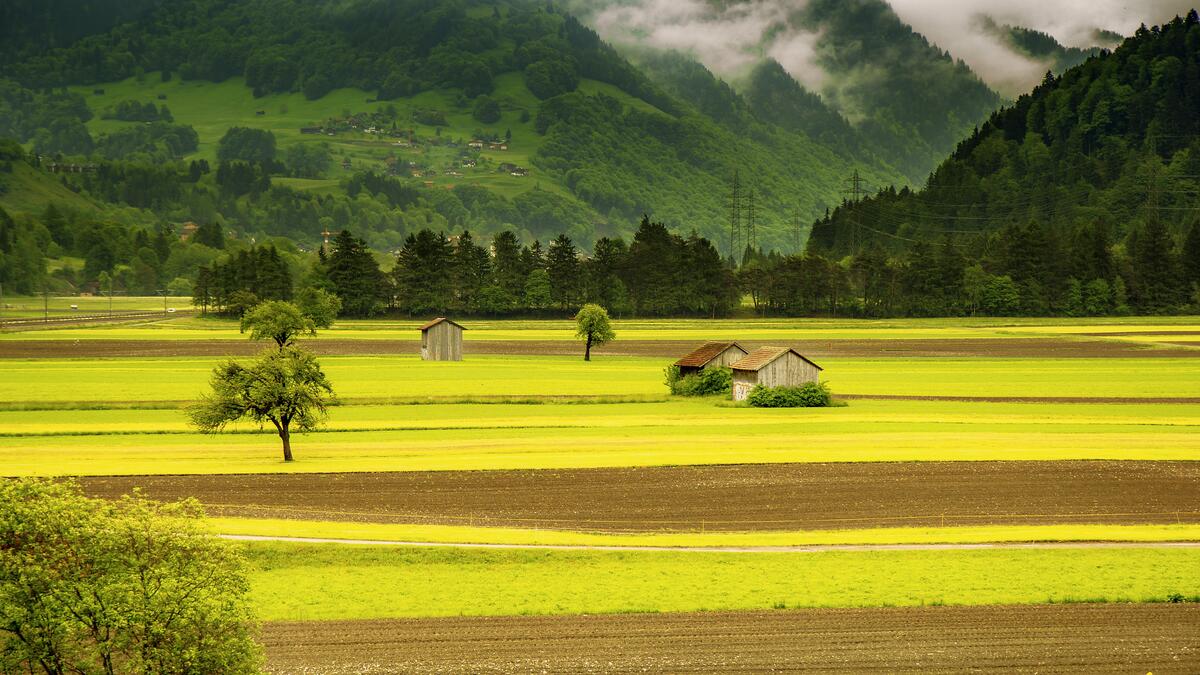 Деревня в Швейцарии в горах
