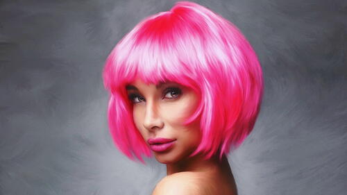 Девушка и розовые волосы