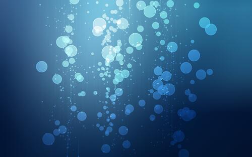 Picture with abstract bubbles in blue color