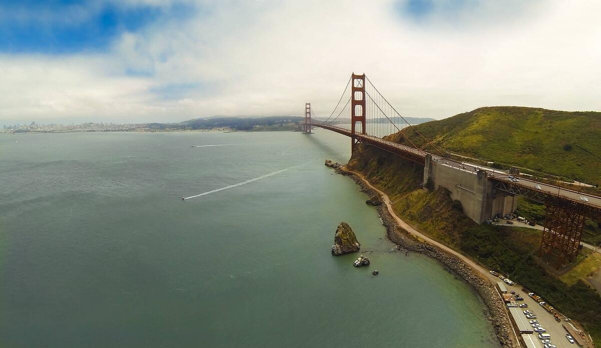 Golden Gate Bridge across the strait