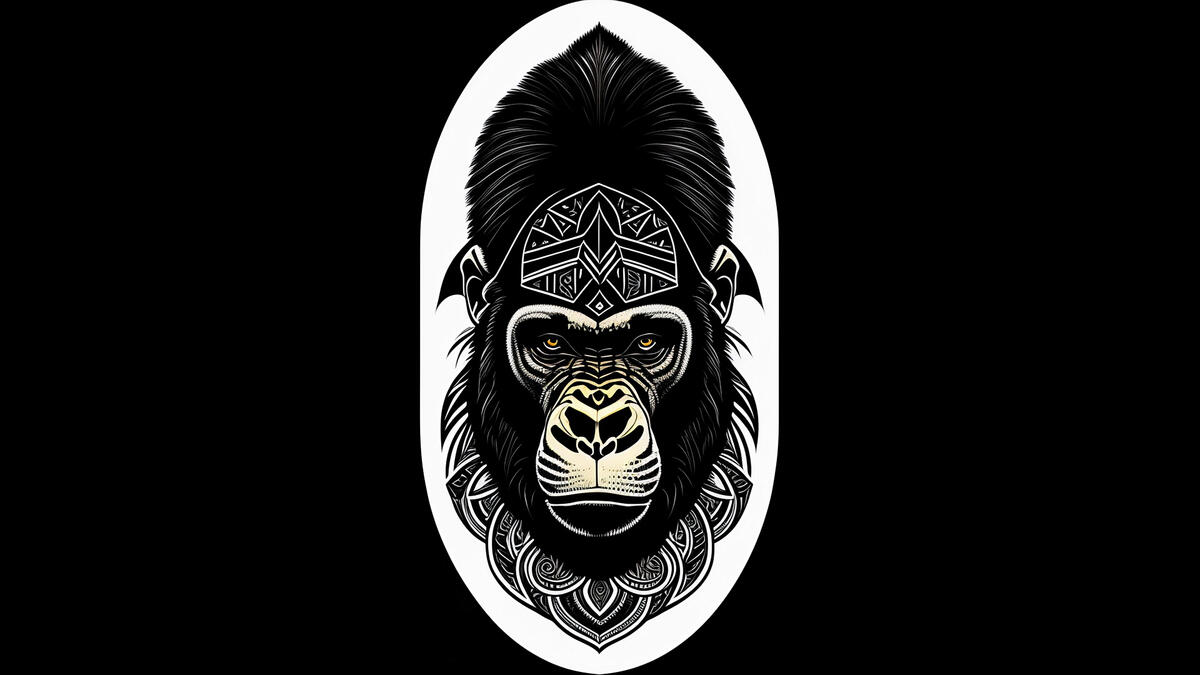 Gorilla head on black background