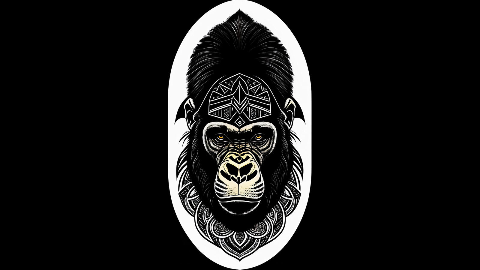 Free photo Gorilla head on black background