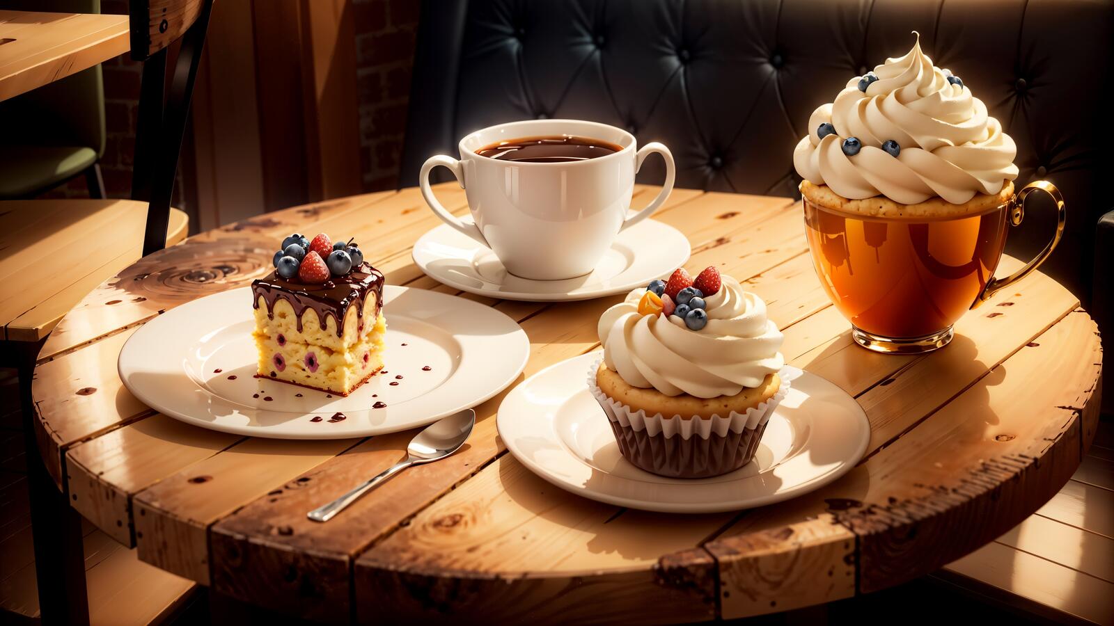 Бесплатное фото Вкусный торт и кофе