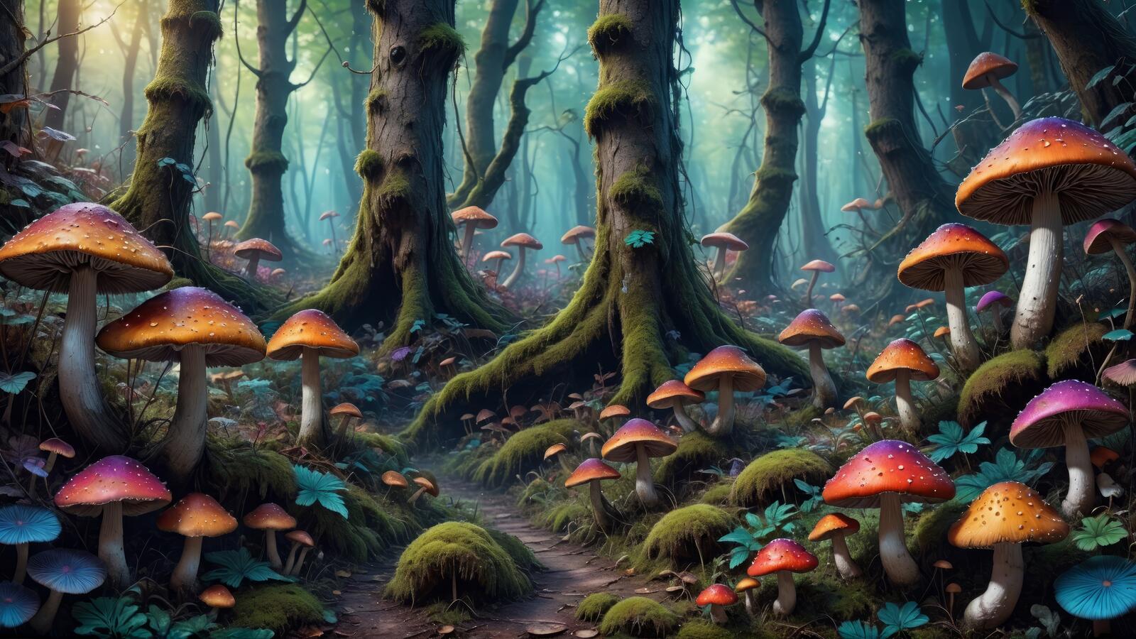 免费照片奇妙森林长满蘑菇