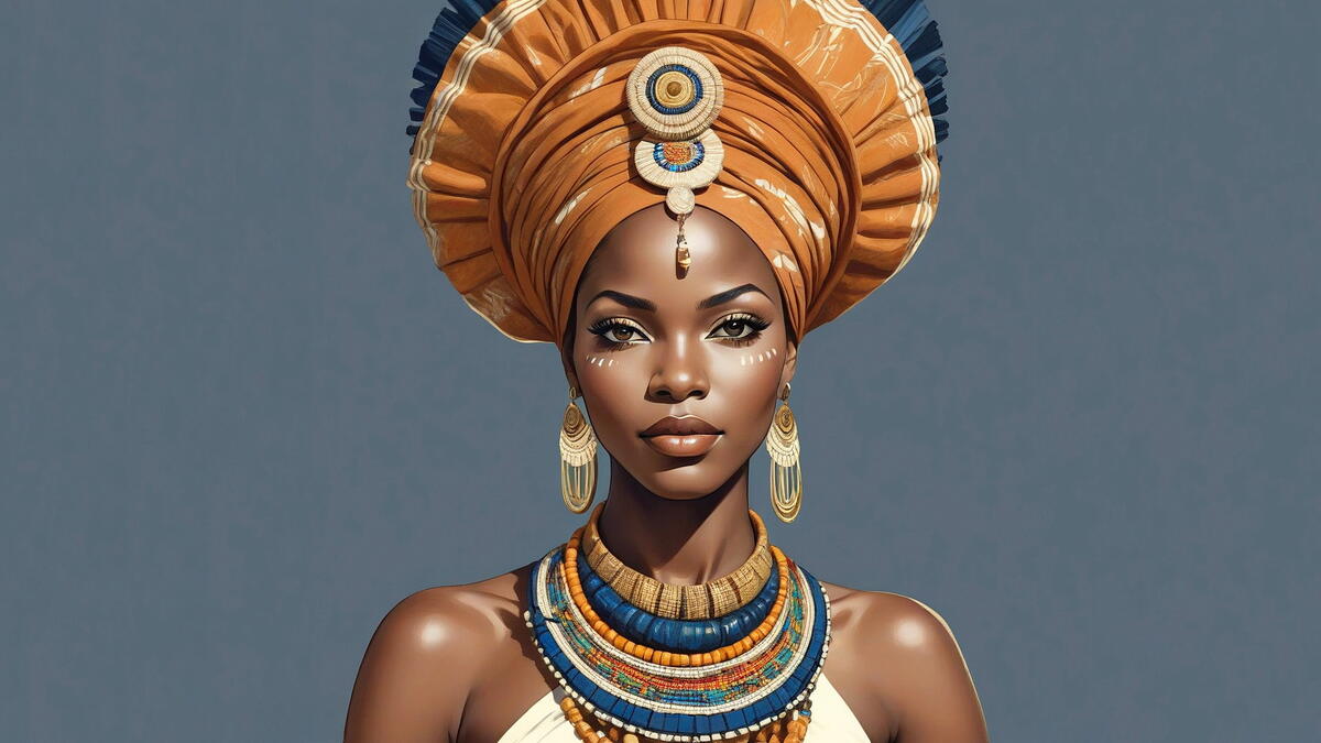 Портрет африканской женщины на сером фоне
