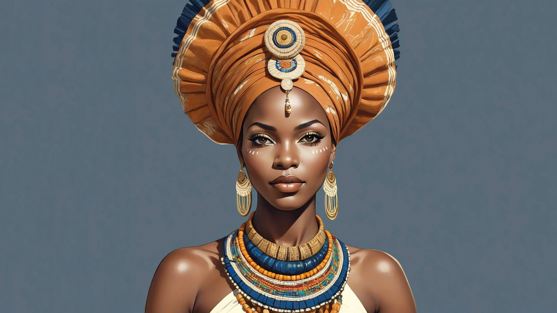 Бесплатное фото Портрет африканской женщины на сером фоне