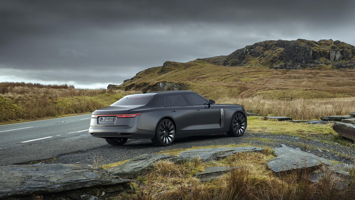 Range Rover in matte gray sedan