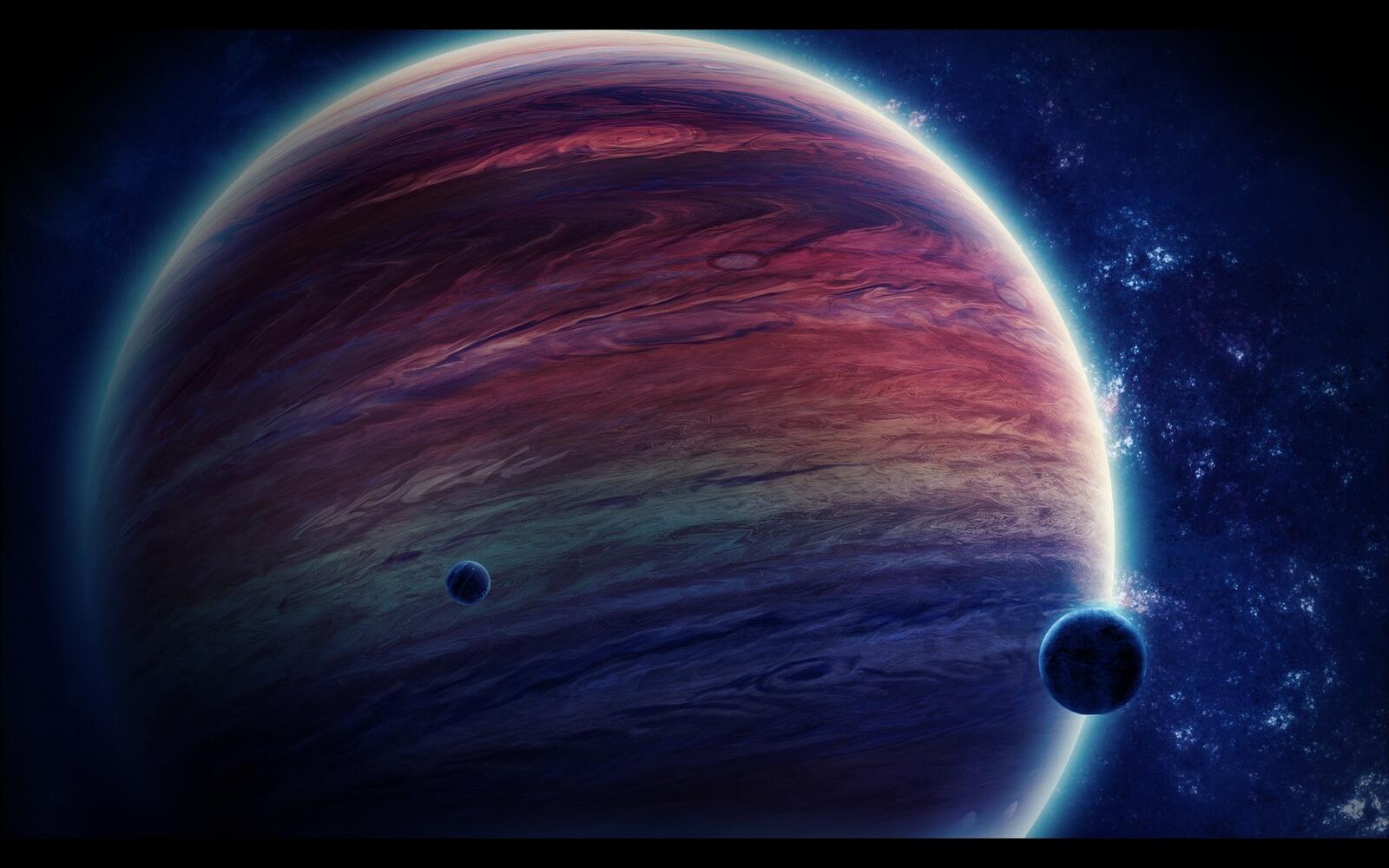 Wallpapers gas giant satellites planets on the desktop