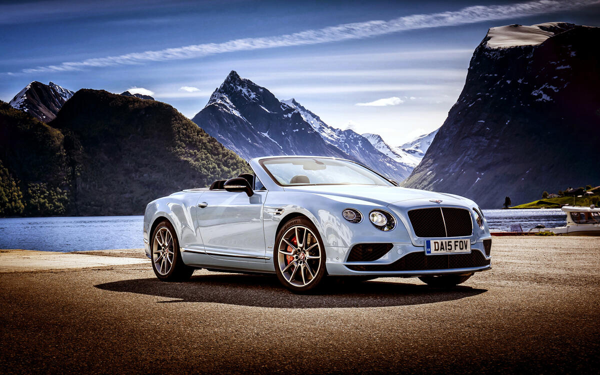 Bentley Continental GT against a mountain backdrop