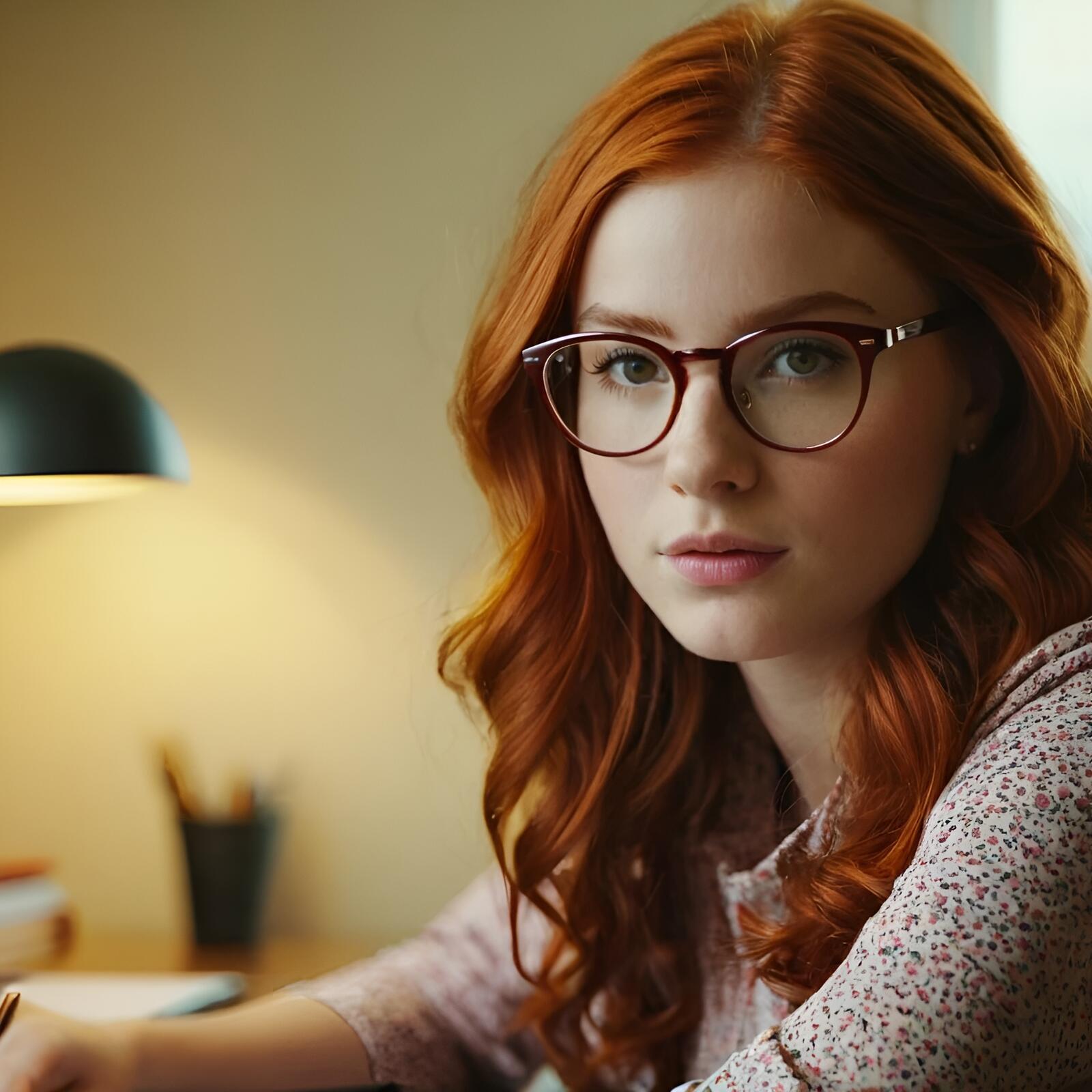 Free photo Redheaded girl with glasses