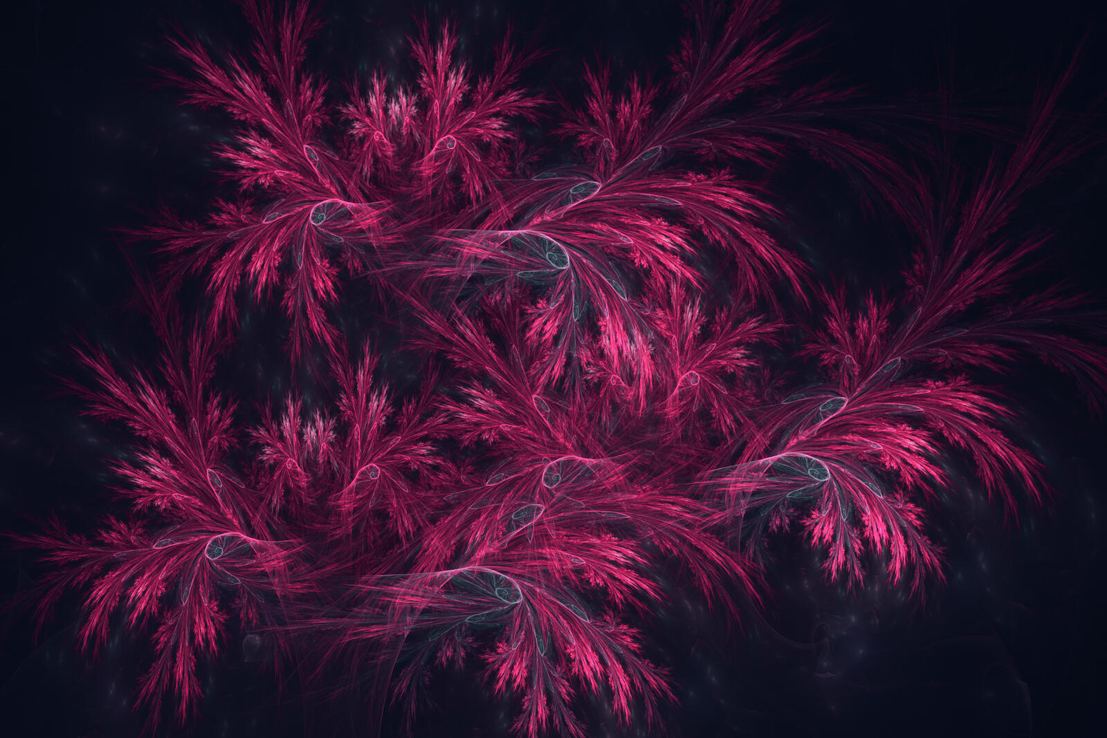Free photo Neon fractal in the form of tree branches on a dark background