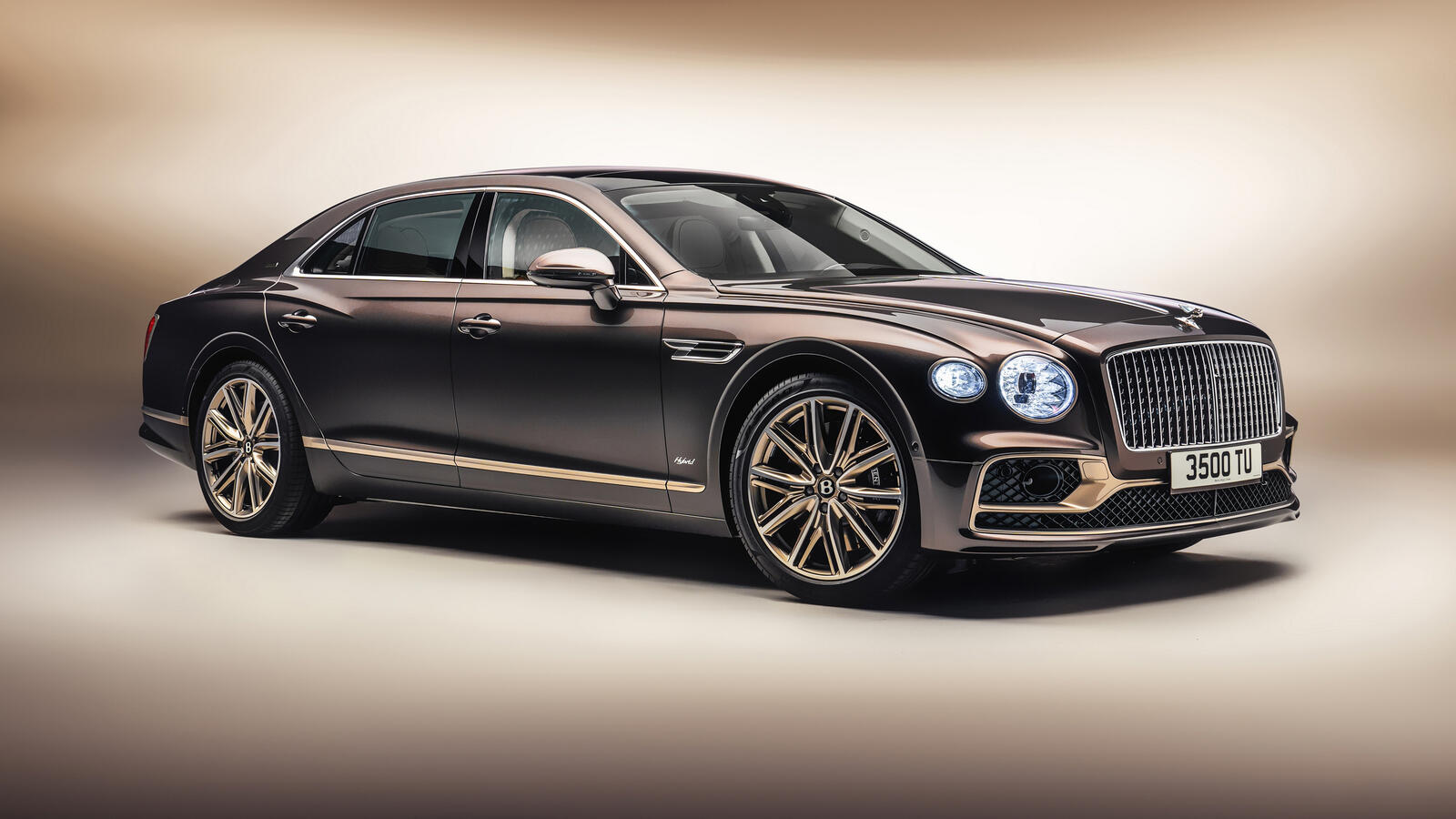 Free photo Black 2021 Bentley Flying Spur with gold inlays