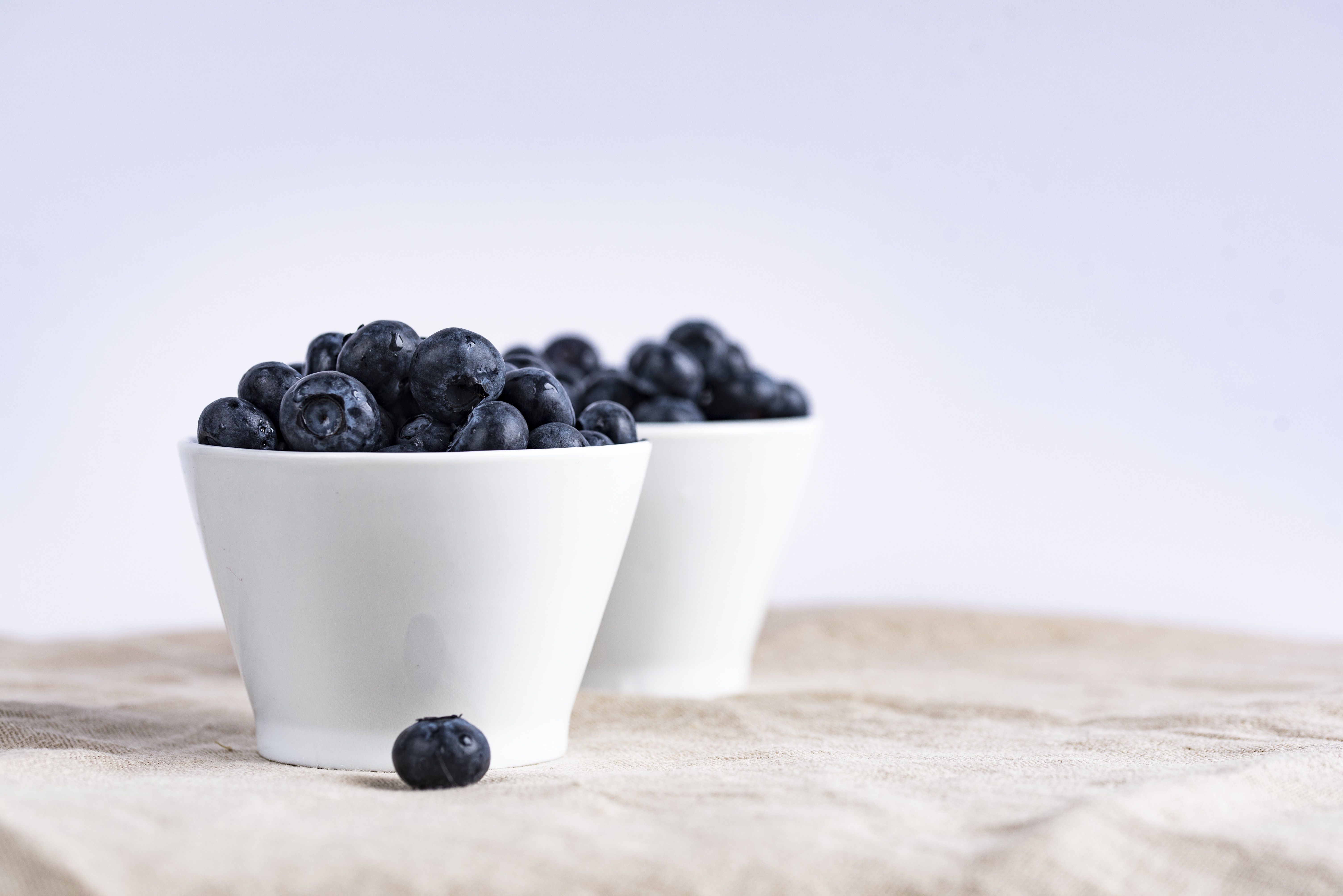 两盘白色蓝莓的图片