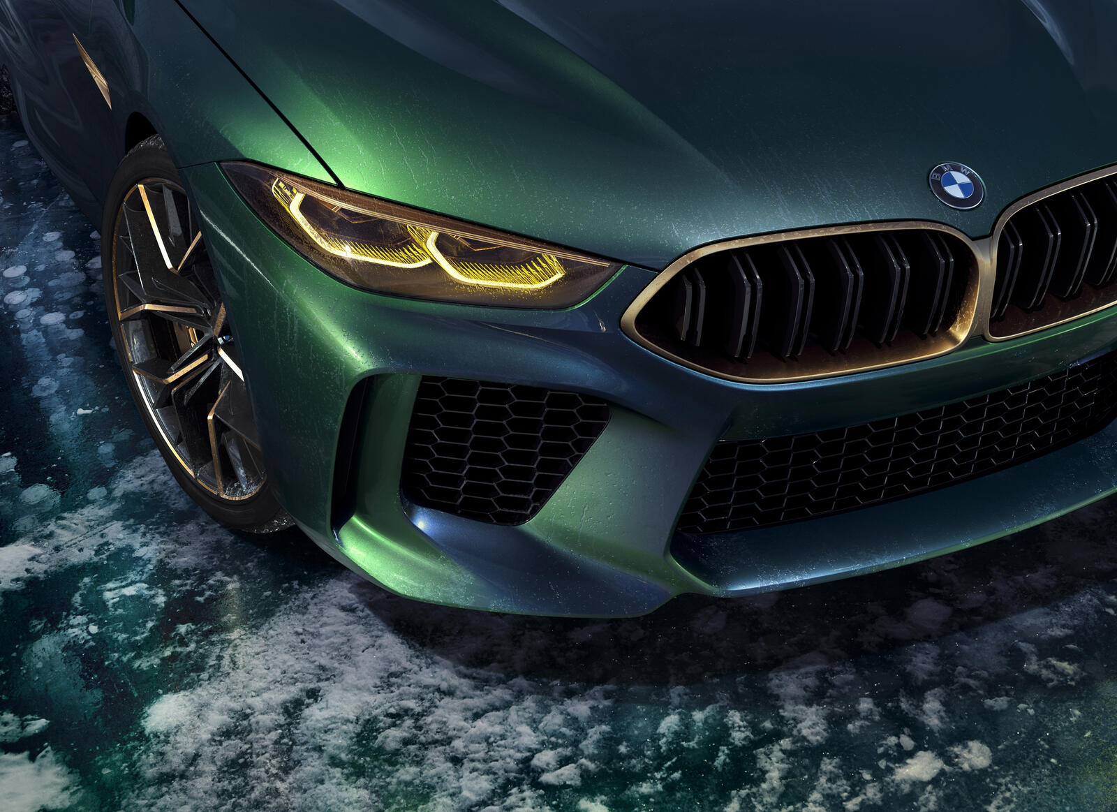 Free photo Bmw concept m8 gran coupe in green