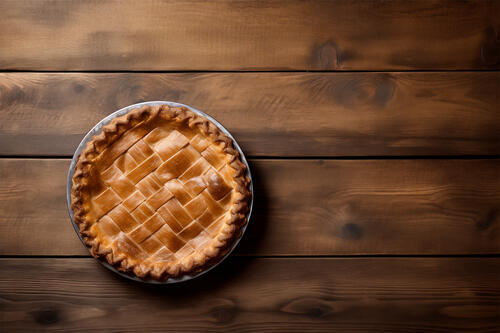 Delicious pie on a wooden table