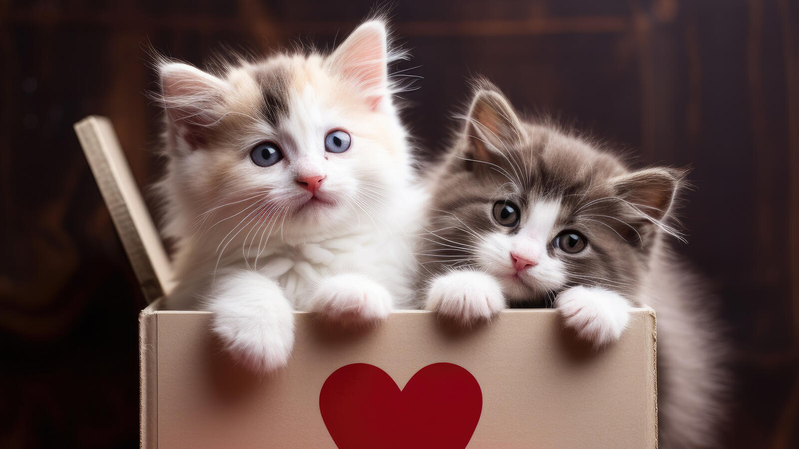 Бесплатное фото Два котенка в коробке