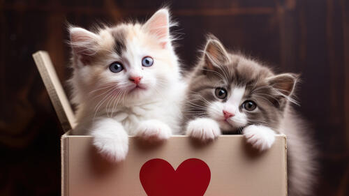Два котенка в коробке