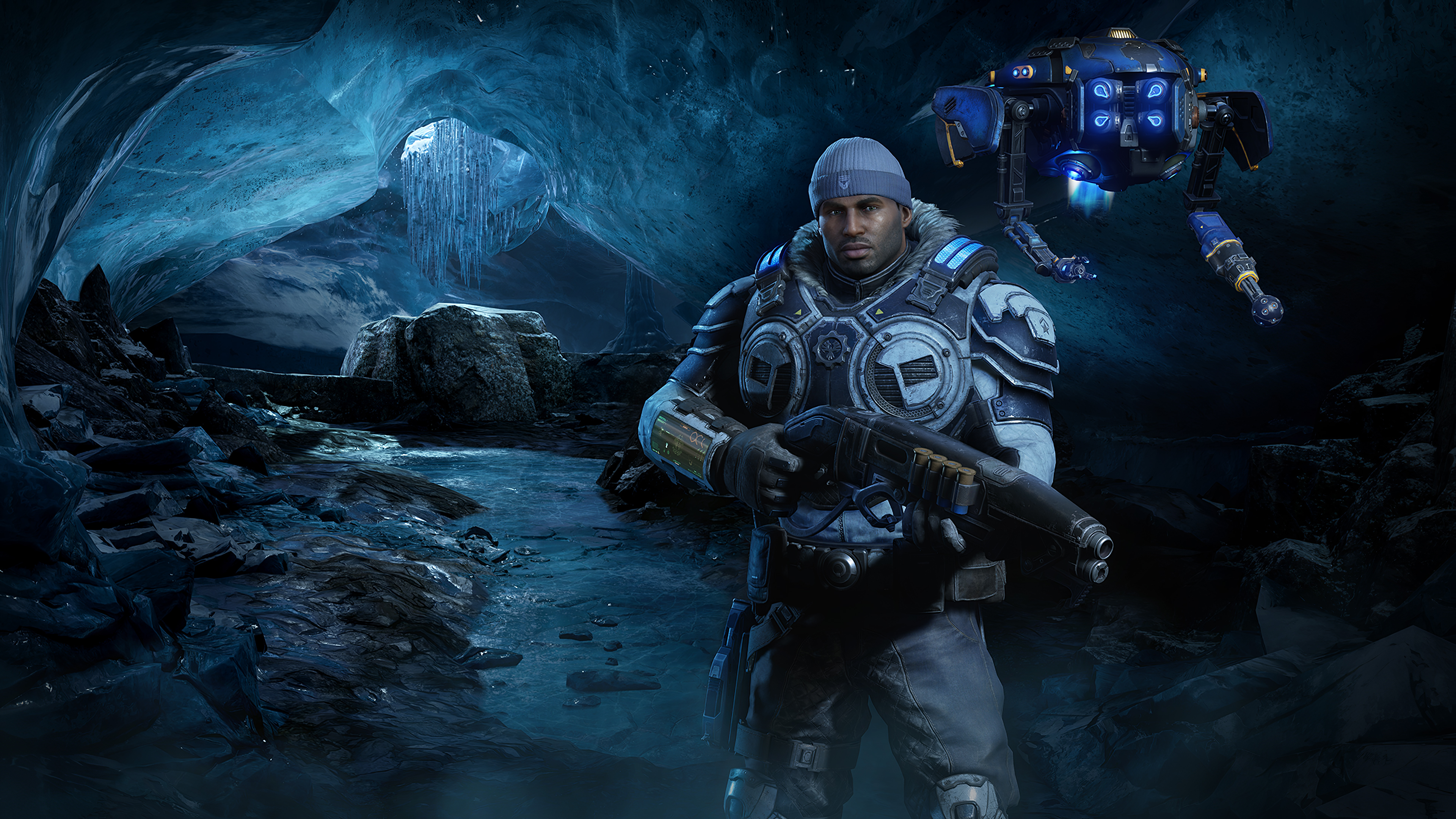 Free photo The soldier with the machine gun from Gears 5.