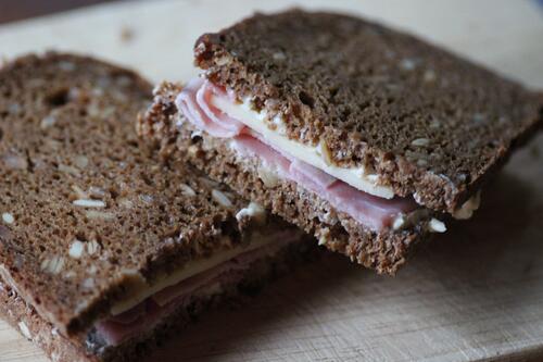 Black bread sandwich with seeds
