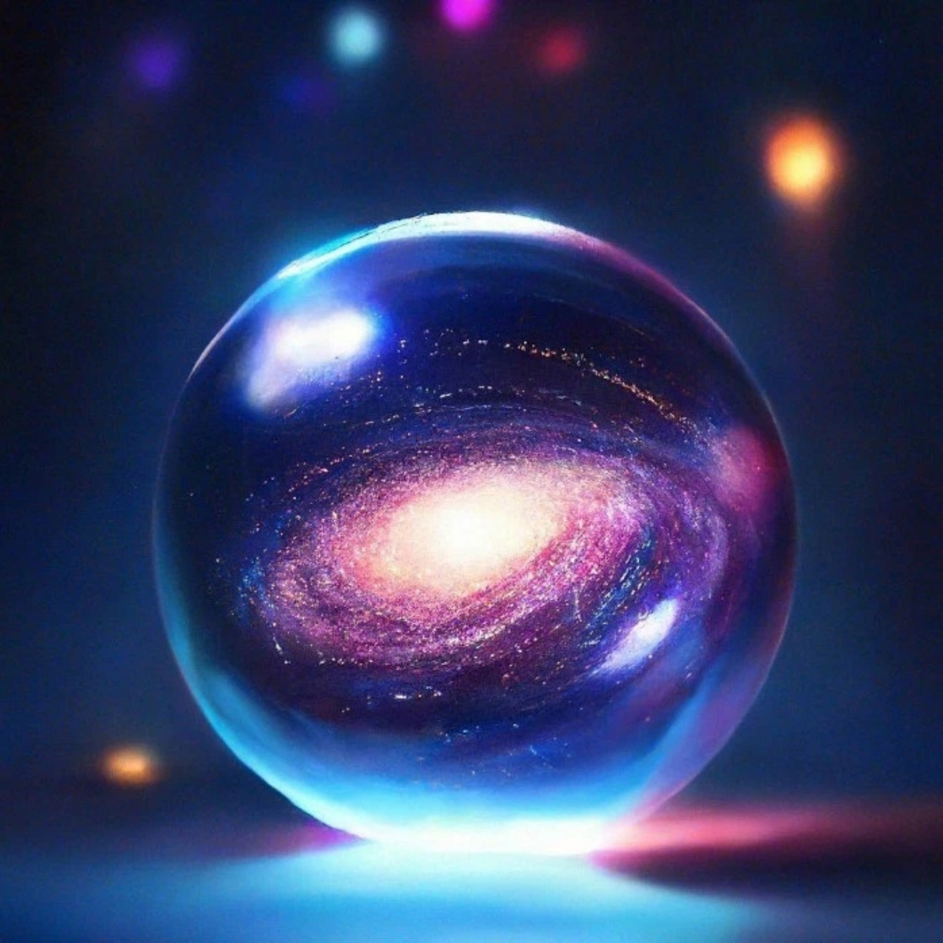 Free photo A galaxy in a glass ball