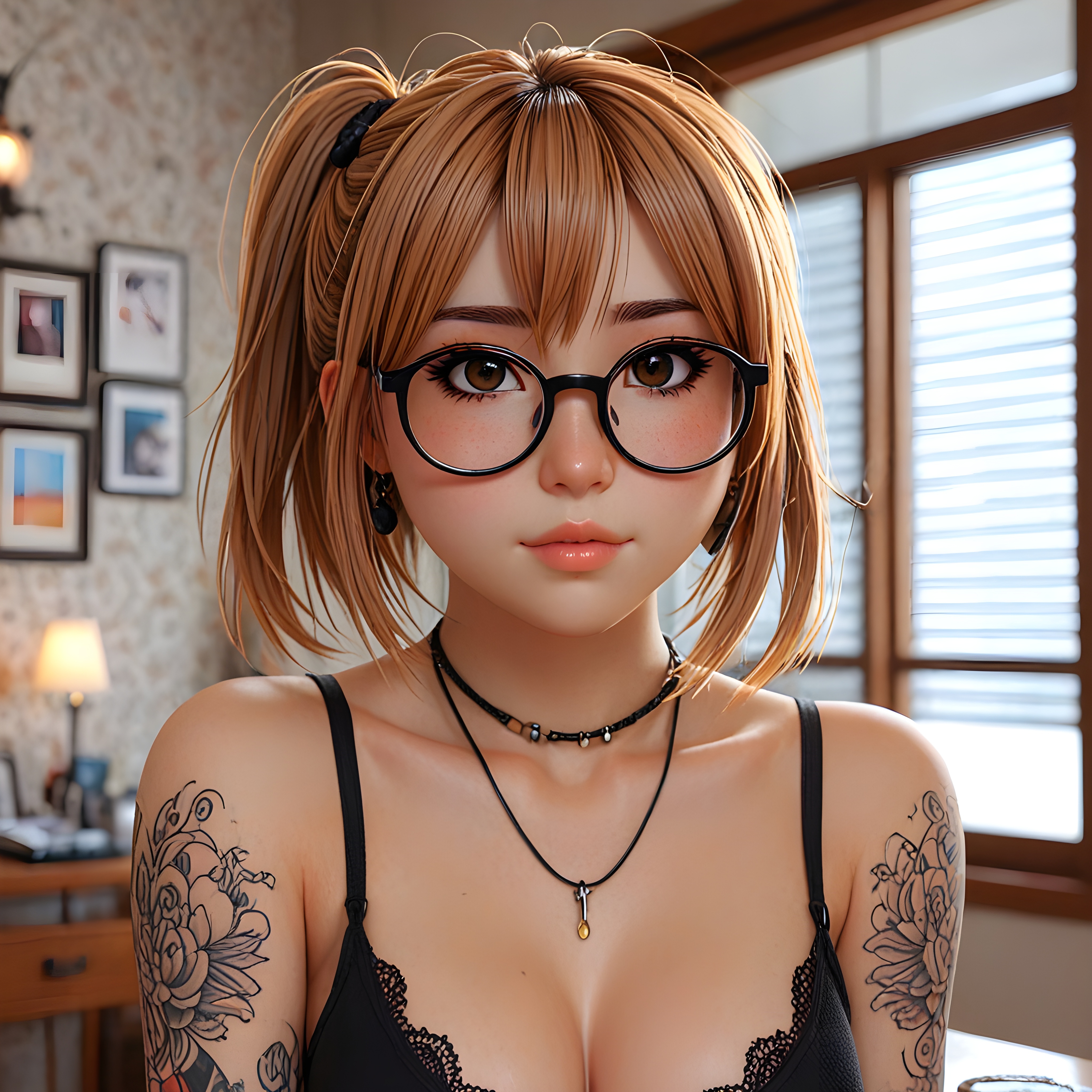 Бесплатное фото Аниме девушка в очках