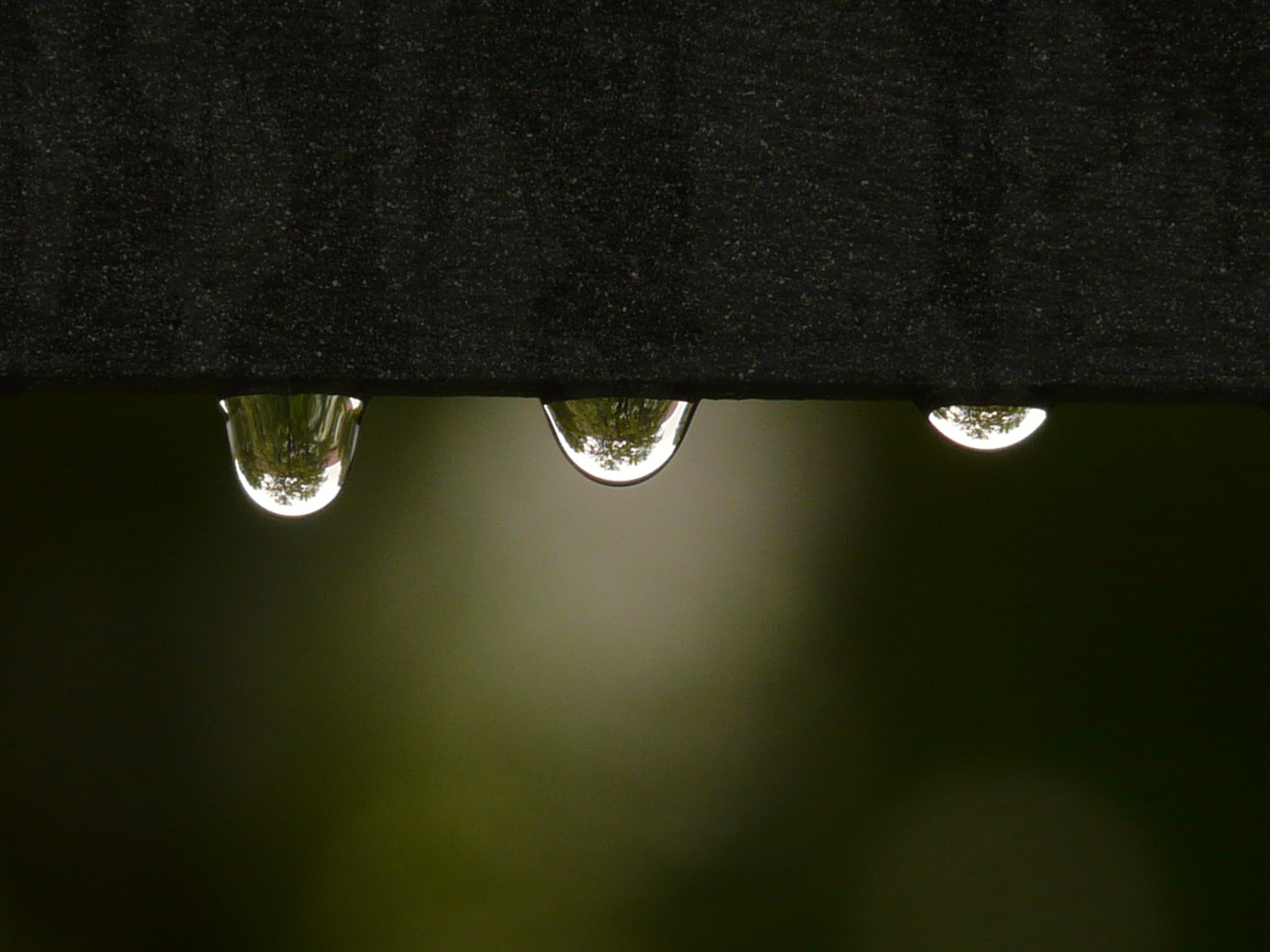 Free photo Droplets of water dangle from the railing